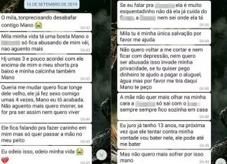 Garota pede socorro por WhatsApp após ser estuprada pelo pai: ‘Não aguento mais’