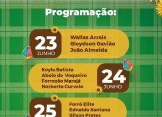 Irajuba divulga a grade de São joão de 2022
