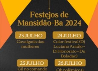 Festejos de julho 2024 em Mansidão-Ba, Cronograma: